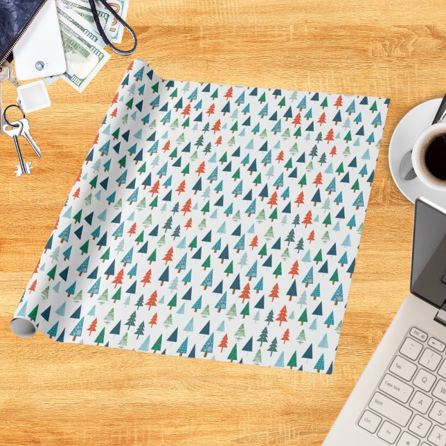 Merry Christmas Tree Holiday Wintery Green Gift Wrapping Paper (Creator Uploaded)