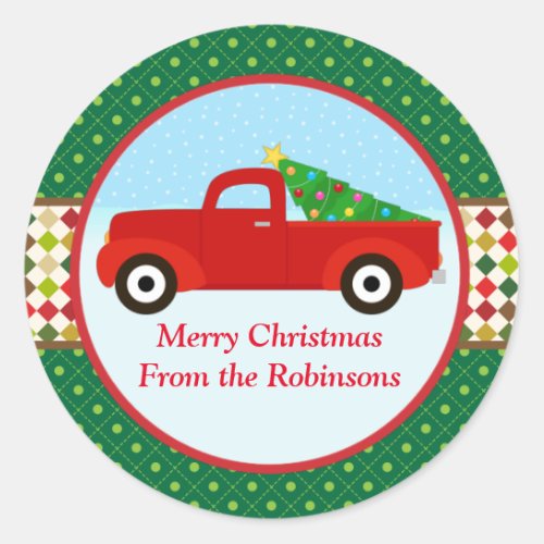 Merry Christmas Tree in a Truck Sticker