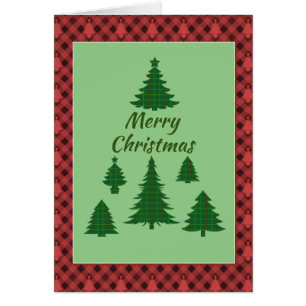 Merry Christmas Tree in Plaid Cards