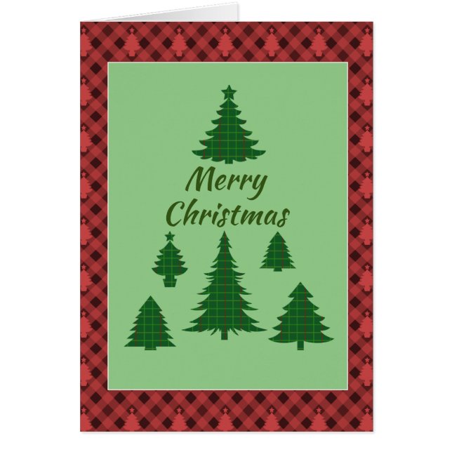 Merry Christmas Tree in Plaid Cards (Front)