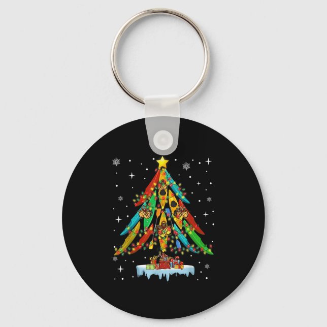 Merry Christmas Tree Kayak Kayaking - Uni-adults,  Keychain (Front)
