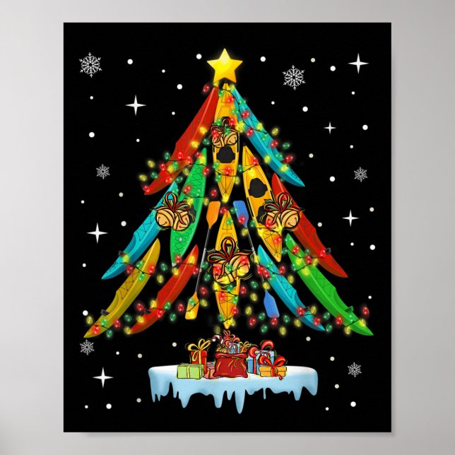 Merry Christmas Tree Kayak Kayaking - Uni-adults,  Poster (Front)