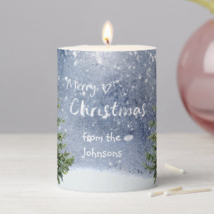 Merry Christmas Tree Lantern Gifts Watercolor Pillar Candle