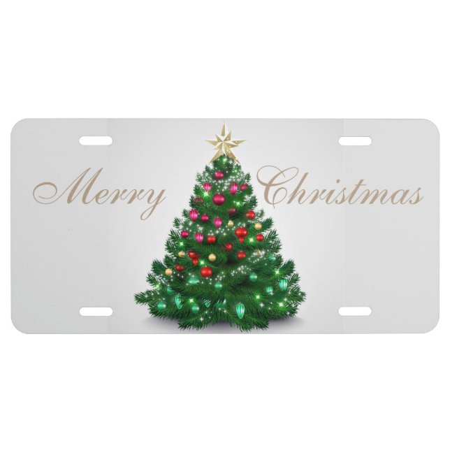 Merry Christmas Tree License Plate (Front)