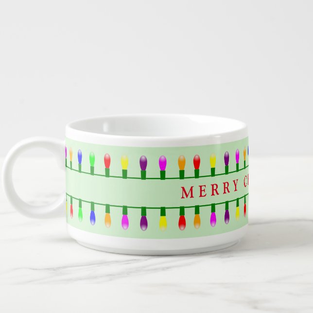 Merry Christmas Tree Light Bulbs Red Festive Soup Bowl (Right)