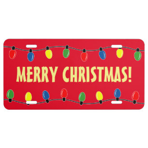 Merry Christmas tree lights car license plate