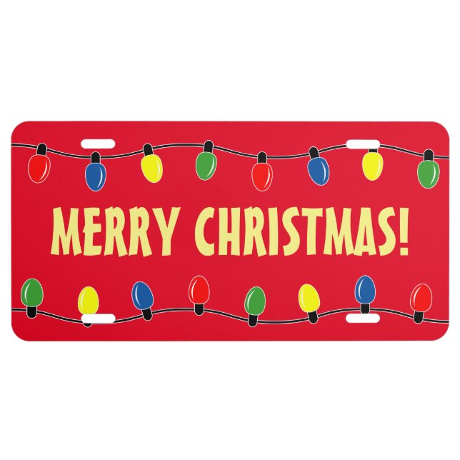 Merry Christmas tree lights car license plate (Front)