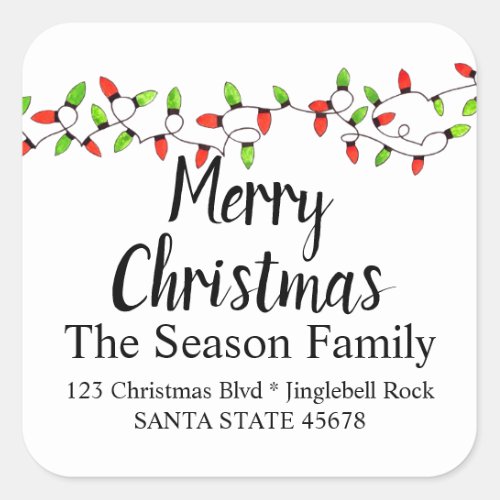 Merry Christmas Tree Lights Envelope seal