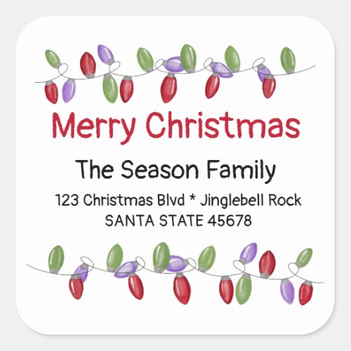 Merry Christmas Tree Lights Envelope seal