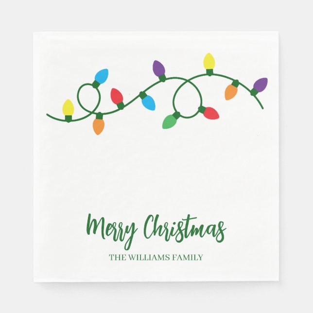 Merry Christmas Tree Lights  Napkins (Front)