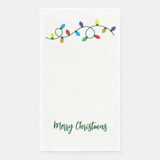 Merry Christmas Tree Lights Paper Guest Towels (Front)