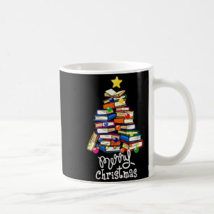 Merry Christmas Tree Love Reading Books Librarian Coffee Mug