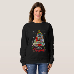 Merry Christmas Tree Love Reading Books Librarian Sweatshirt