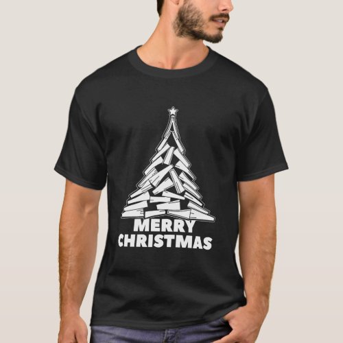 Merry Christmas Tree Love Reading Books Librarian  T_Shirt
