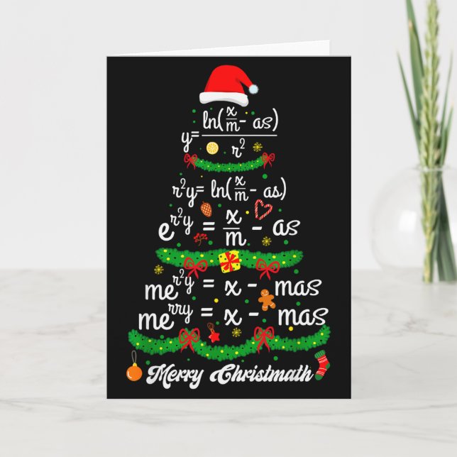 Merry Christmas Tree Math Teacher Xmas Tee Merry C Card (Front)