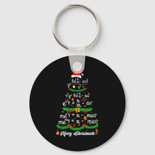 Merry Christmas Tree Math Teacher Xmas Tee Merry C Keychain
