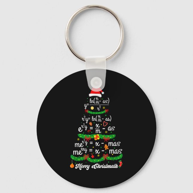Merry Christmas Tree Math Teacher Xmas Tee Merry C Keychain (Front)