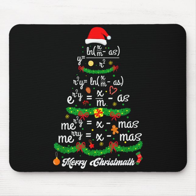 Merry Christmas Tree Math Teacher Xmas Tee Merry C Mouse Pad (Front)