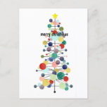 Merry Christmas Tree Mid Century Modern Dots Holiday Postcard