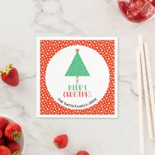 Merry Christmas Tree Modern  Napkins