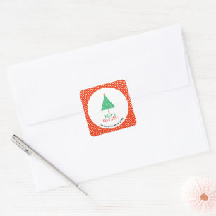Merry Christmas Tree Modern Square Sticker