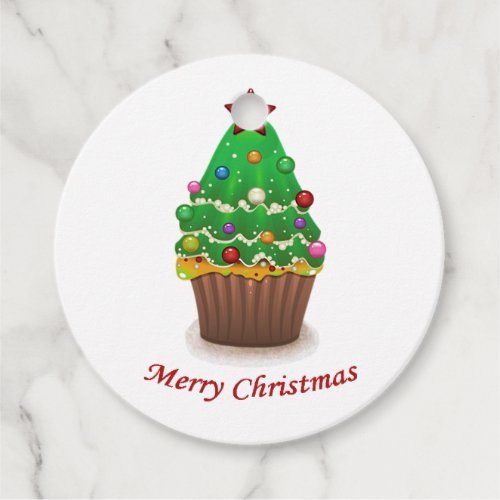 Merry Christmas Tree Muffin Cupcake Favor Tags