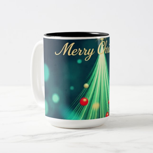 Merry Christmas Tree Mug – Festive Holiday Coffee  (Front Left)