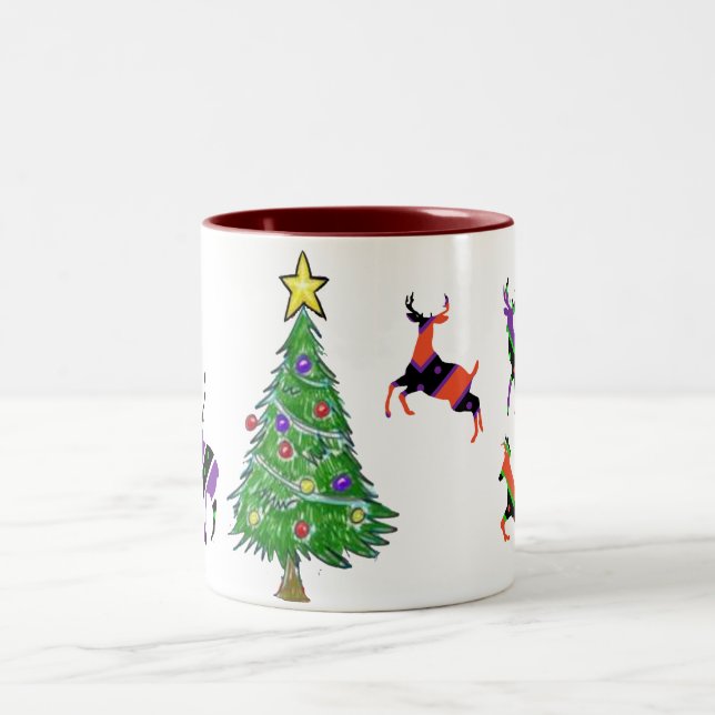 Merry Christmas Tree Mug - Holiday Dears Santa (Center)