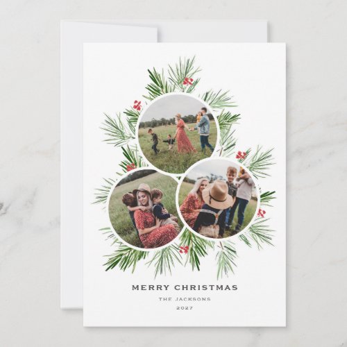 Merry Christmas Tree Multi Photo Holiday Card