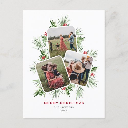 Merry Christmas Tree Multi Photo Holiday Postcard