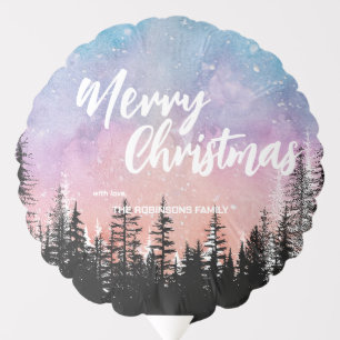 Merry Christmas tree Night gradient script forest Balloon