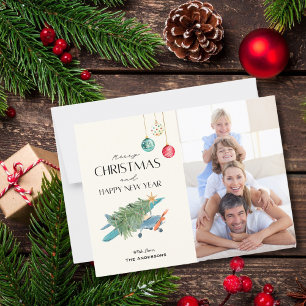 Merry Christmas Tree on Airplane Family Photo  Postcard
