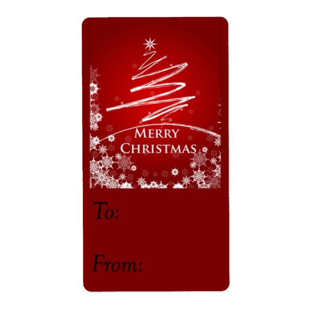 Merry Christmas Tree on Red Gift Tag (Front)