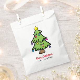 Merry Christmas Tree Ornament Gold Star Favor Bag