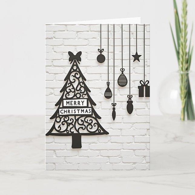 Merry Christmas Tree Ornaments Card (Front)