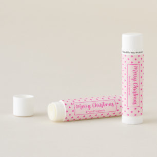 Merry Christmas Tree Pale and Deep Pink Pattern Lip Balm