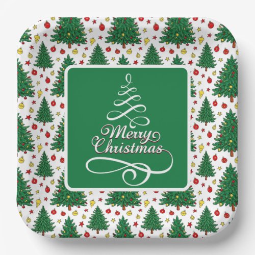 Merry Christmas Tree Paper Plates