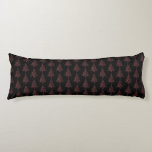 Merry Christmas Tree Pattern Black Red Elegant Body Pillow