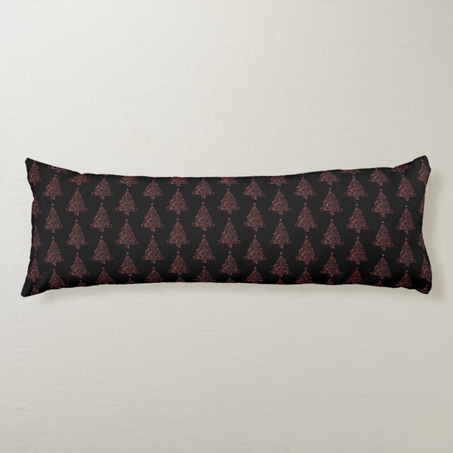 Merry Christmas Tree Pattern Black Red Elegant Body Pillow (Front)