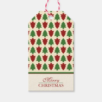Merry Christmas Tree Pattern Gift Tags by J32Teez at Zazzle