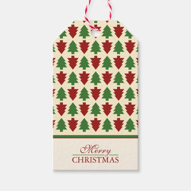 Merry Christmas Tree Pattern Gift Tags