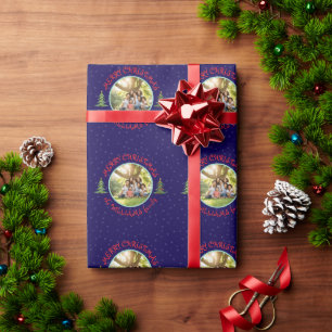 Merry Christmas Tree Photo Snowflakes Wrapping Paper