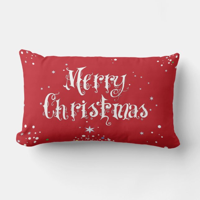 Merry Christmas Tree Pillow Red (Front)
