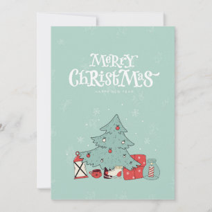 Merry Christmas Tree & Presents Holiday Card-5x7 Card