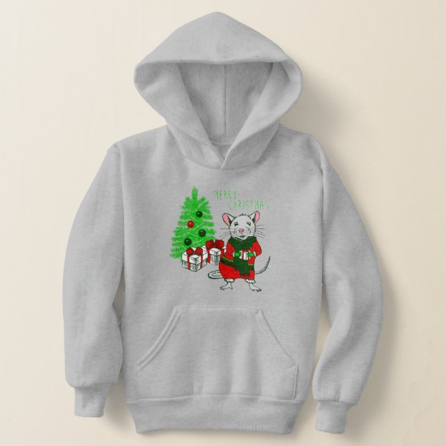 merry christmas tree rat funny hoodie (Laydown)