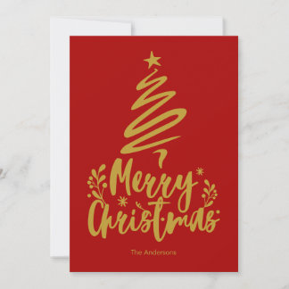 Merry Christmas Tree Red Christmas Card