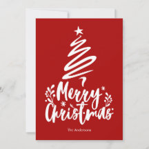 Merry Christmas Tree Red Christmas Card