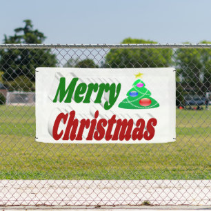 Merry Christmas Tree red green typography Banner