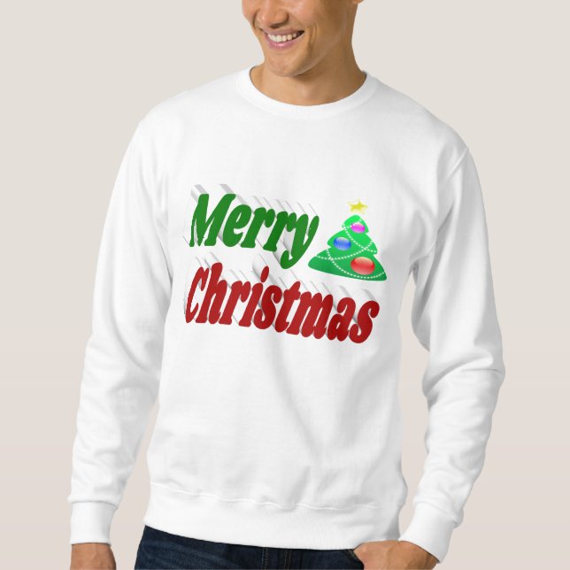 Merry Christmas Tree red green typography Sweatshirt (Front)