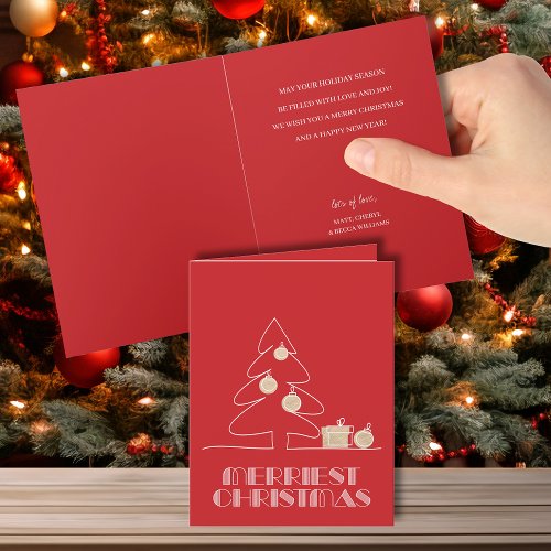 Merry Christmas Tree Red Holiday Card